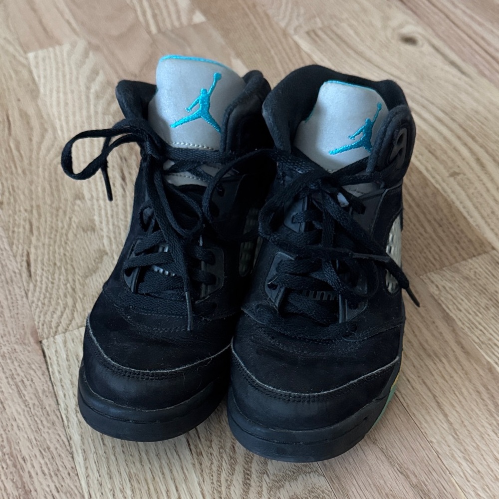 Kids Jordan Black and Teal Sneakers